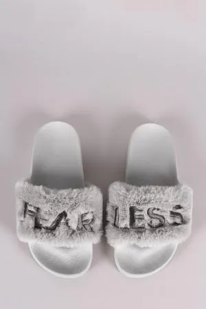 Qupid Faux Fur Fearless Slide Sandal