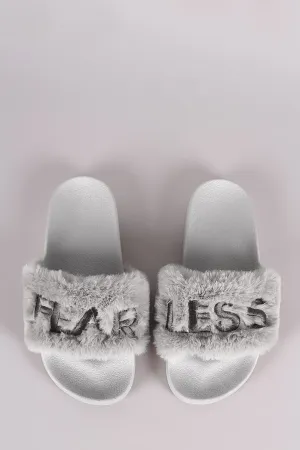 Qupid Faux Fur Fearless Slide Sandal