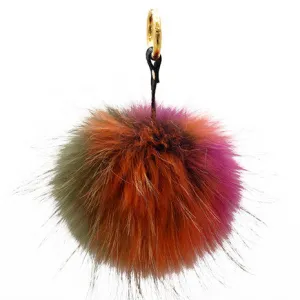 Rainbow Pom Pom Puff Keychain
