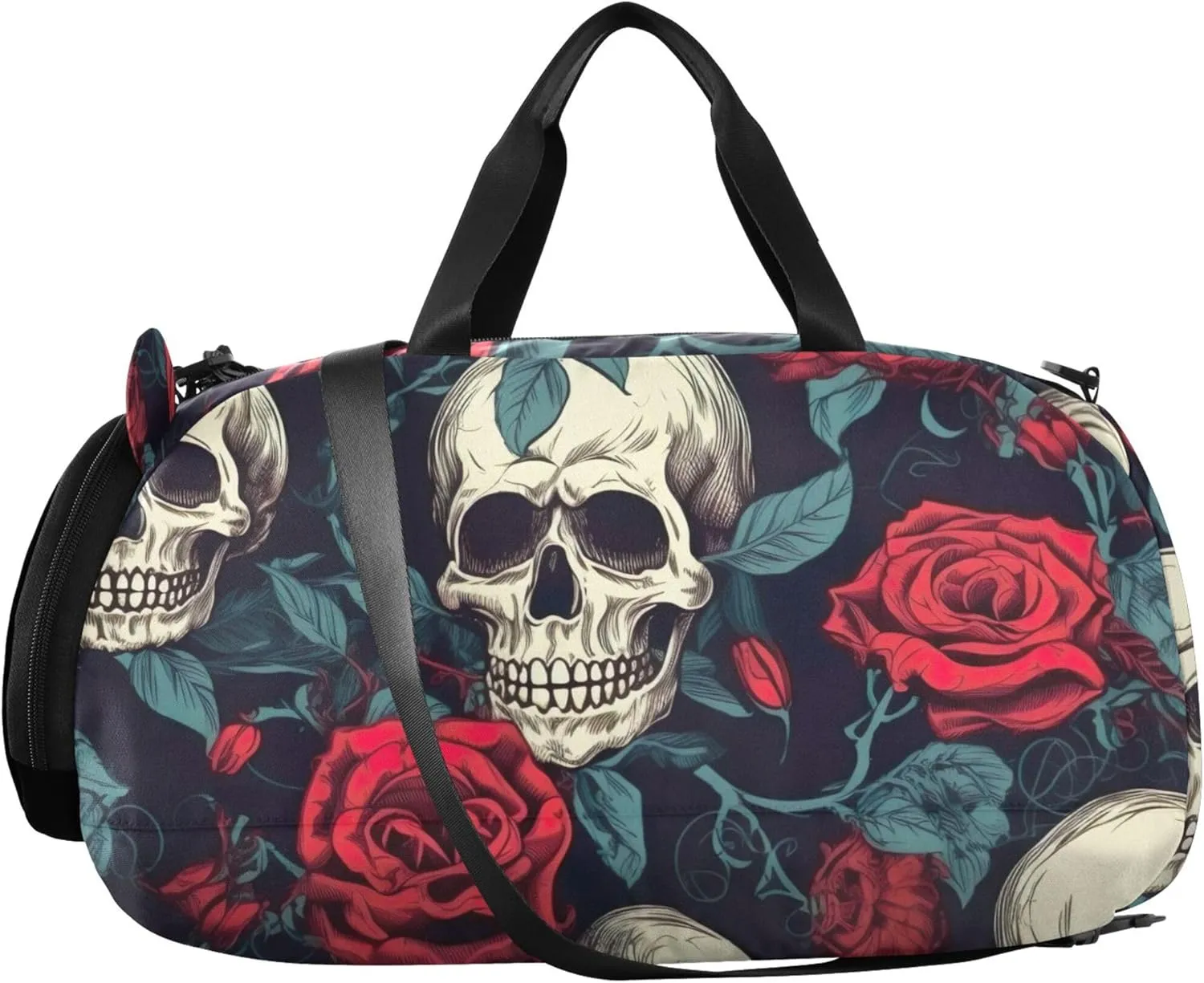 Skulls Red Roses Carry on Duffel Bag Boys Toddler Weekender Bags Girls Duffle Bags for Travel Sports Dance Bag
