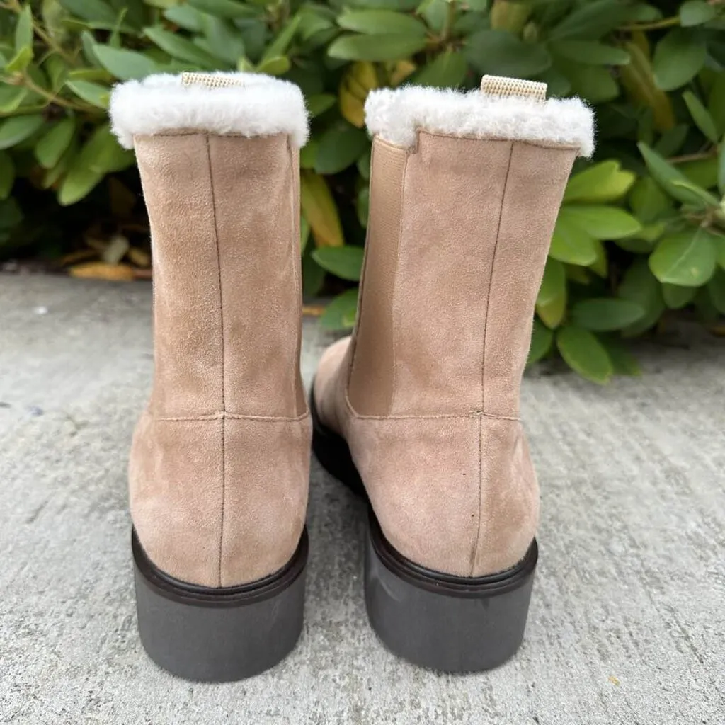 Stuart Weitzman Alpine Cozy Suede & Shearling Chelsea Boot - Size 8