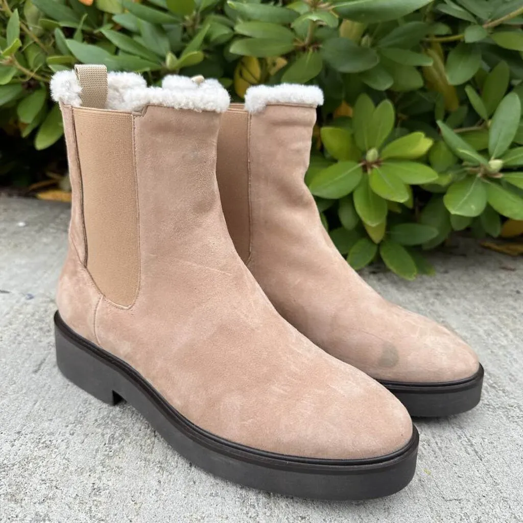 Stuart Weitzman Alpine Cozy Suede & Shearling Chelsea Boot - Size 8