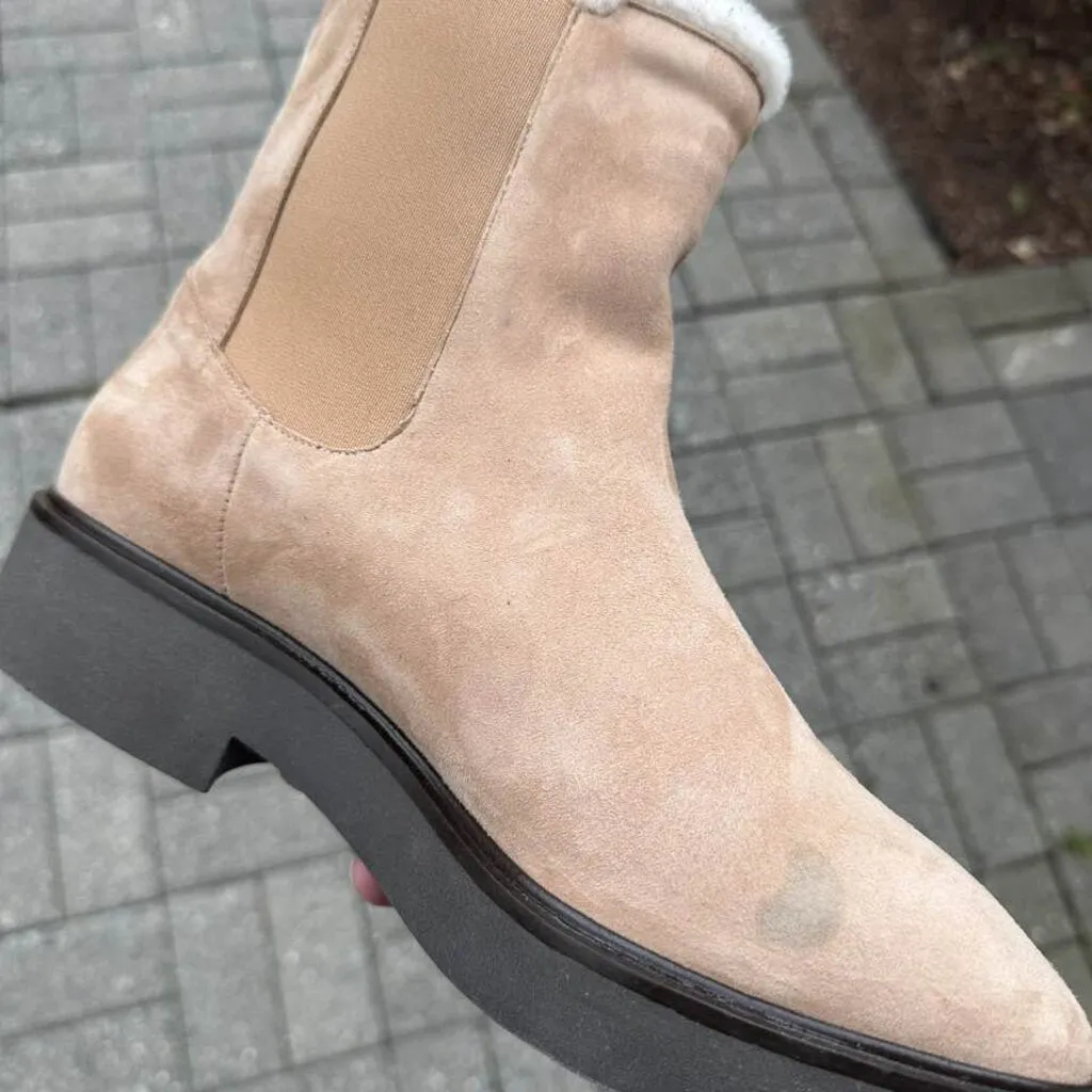 Stuart Weitzman Alpine Cozy Suede & Shearling Chelsea Boot - Size 8