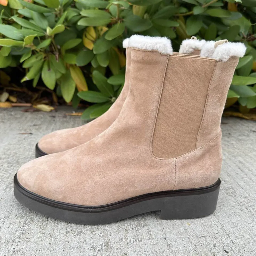 Stuart Weitzman Alpine Cozy Suede & Shearling Chelsea Boot - Size 8