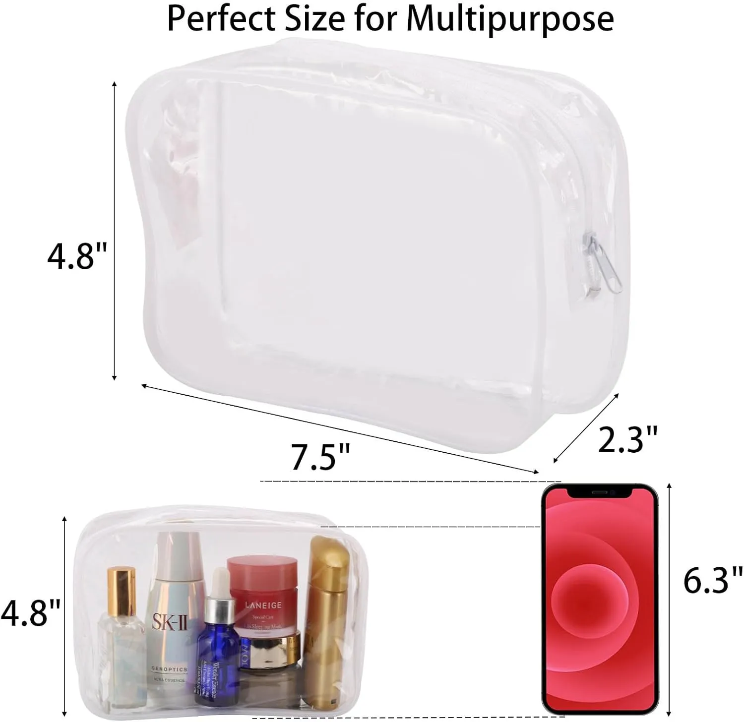 Tbestmax 10 Pack Clear Cosmetic Bags Makeup Bags Portable Waterproof TSA Approved Travel Toiletry Bags Organizer