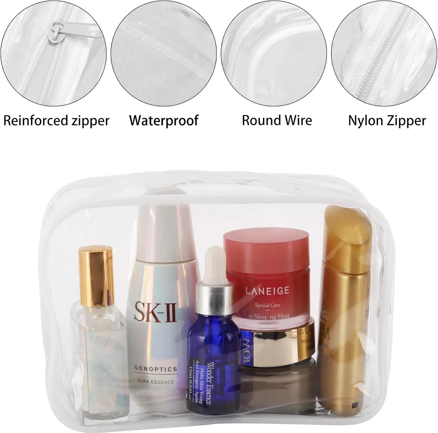 Tbestmax 10 Pack Clear Cosmetic Bags Makeup Bags Portable Waterproof TSA Approved Travel Toiletry Bags Organizer