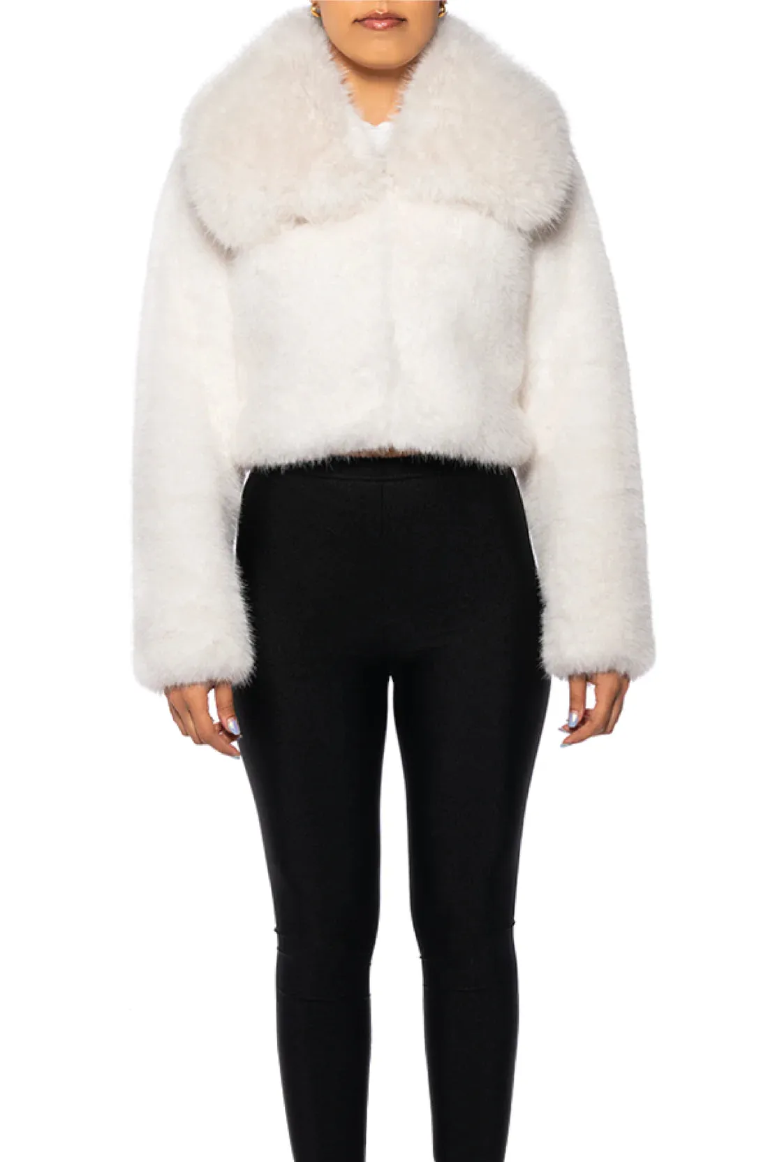 WHITE FAUX FUR JACKET