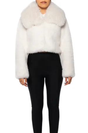 WHITE FAUX FUR JACKET