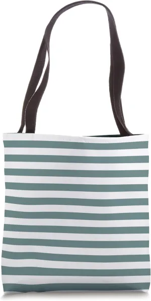 Wide Grayish Turquoise Cabana Tent Stripe Tote Bag