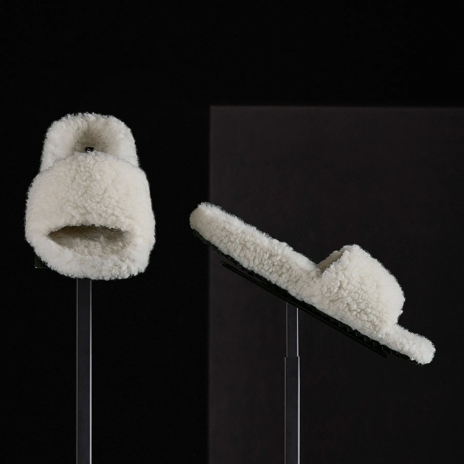 Women's Simple Strap Shearling Slide - Ivory
