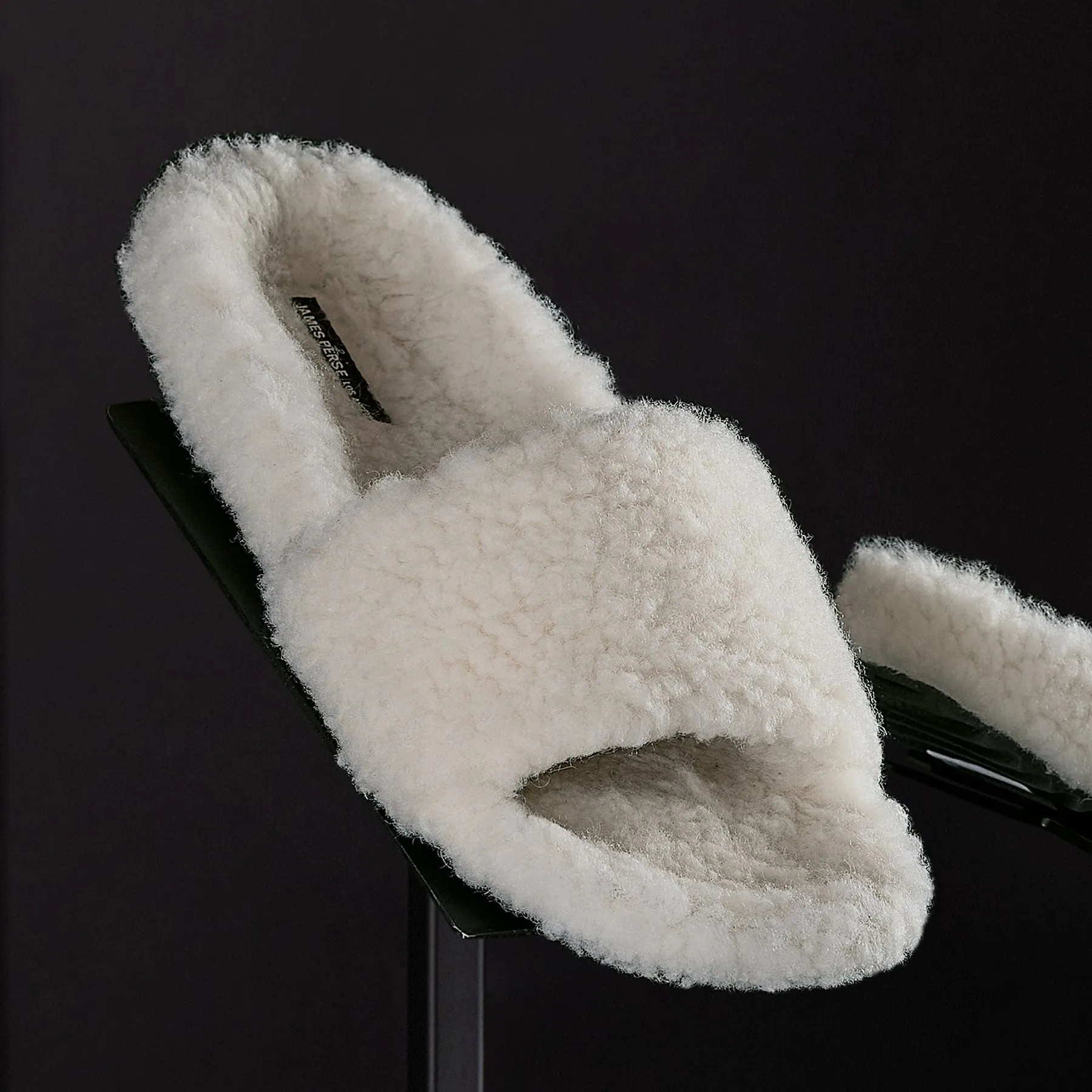Women's Simple Strap Shearling Slide - Ivory